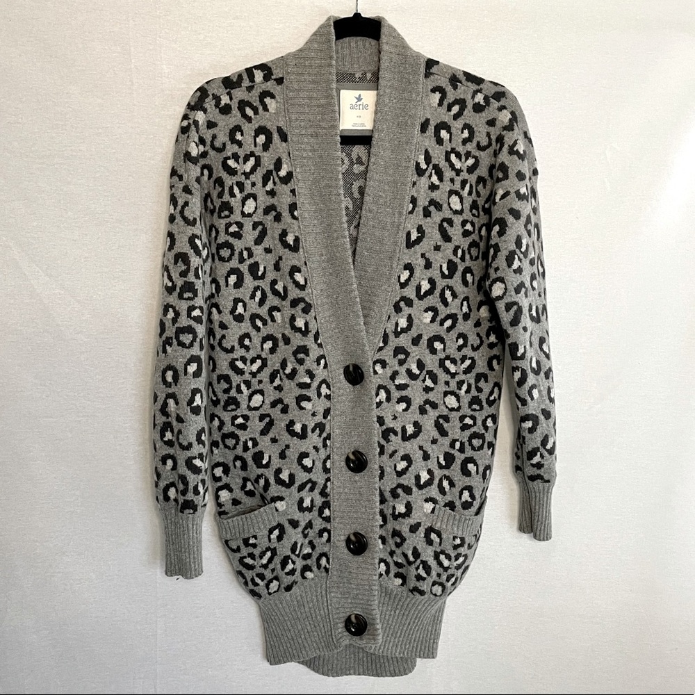 🎉HP🎉 AERIE LEOPARD PRINT OVERSIZED CARDIGAN Sz S